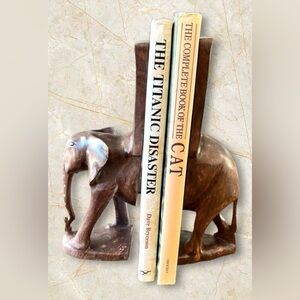 Wood Elephant Bookends